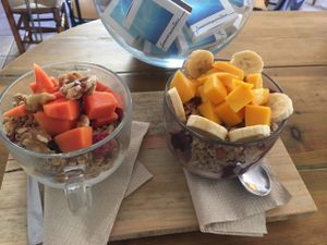 Açai bowl with homemade granola and fresh fruit at Blat Picat in Formentera
