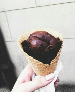 vegan chocolate ice-cream (don't make my mistake, take it in the cup cause you're never sure if the cone is vegan) at Slodki Wentzl - Galeria Krakowska in Krakow