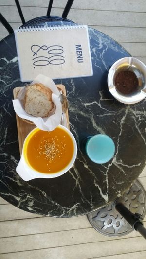 vegan pumpkin soup at Coco&Co in Vientiane
