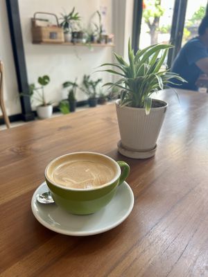 Flat white with almond milk  at Coco&Co in Vientiane