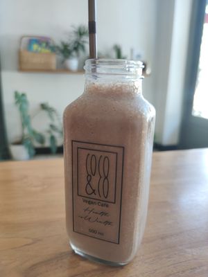 Banana choco smoothie with plant-based milk at Coco&Co in Vientiane