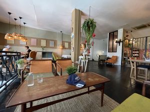 It’s not very obvious when you go in, but the best seating is upstairs.  at Coco&Co in Vientiane