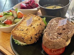 Cheese and hummus sandwich (93,000 kip) as a lunch set (50,000 kip).  at Coco&Co in Vientiane