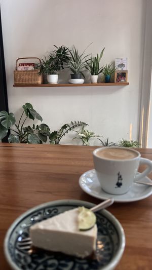 Cheesecake and cappucino  at Coco&Co in Vientiane