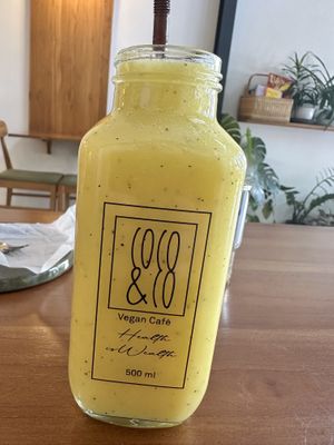 Pineapple, mango, passion fruit smoothie   at Coco&Co in Vientiane