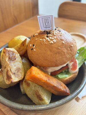 Vegan burger  at Coco&Co in Vientiane