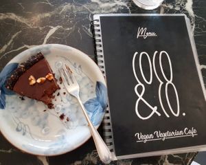 Vegan nutty chocolate tart at Coco&Co in Vientiane