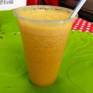 orange, apple and carrot juice at Vegan Fresh in Madrid