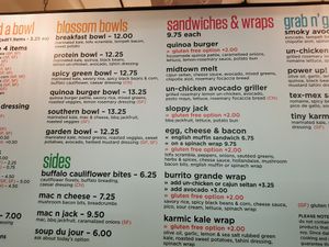 The menu at Blossom du Jour - Columbus Circle in New York City