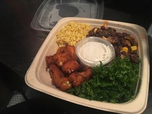 Cauliflower wings and bean salad  at Blossom du Jour - Columbus Circle in New York City
