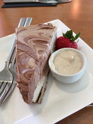 strawberry banana cheesecake with cashew sweet cream at Vibrance in Albuquerque