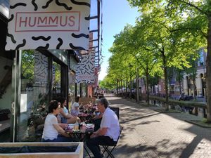 Outside at Hummus in Delft