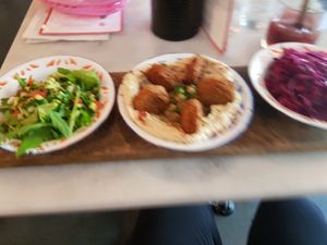 Falafels,  salad & hummus at Hummus in Delft