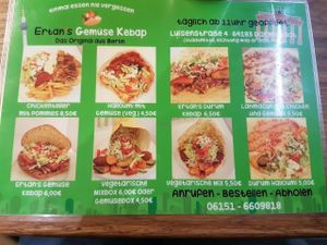 menu at Ertan's Gemuse Kebap in Darmstadt