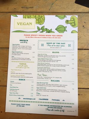 Vegan menu  at Lounges - Nautico Lounge in Weymouth