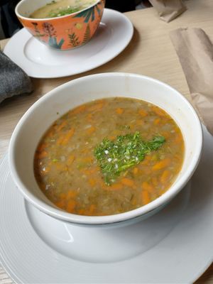 Lentil vegetable soup at Cardamomo in Bogota