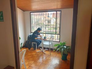 One of the rooms upstairs at Cardamomo in Bogota