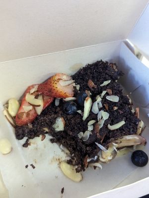 Not great - chocolate almond cake at Cardamomo in Bogota