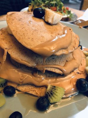 Pancakes with banana and other fruits  at Hommage in Cologne