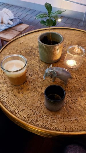 Waiting outside with some hot drinks. at Hommage in Cologne