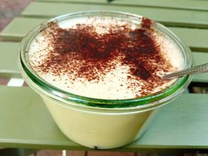 hot chocolate (soy-based) with actual melted chocolate at Hommage in Cologne