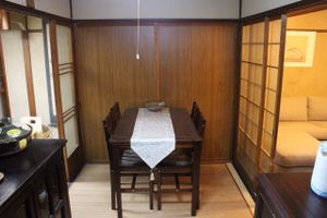 Western style dining area at Maneki Machiya in Kyoto