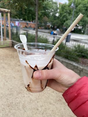 vegan milk shake with chocolate sauce  at Balaram Eis in Berlin