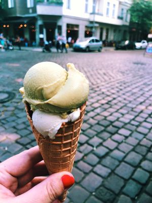 Vegan ice cream and waffle cone at Balaram Eis in Berlin