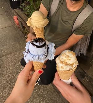 Blue coconut, vanilla & apple sauce w/ cinnamon  at Balaram Eis in Berlin