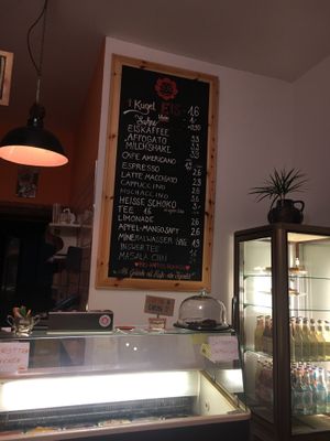 the menu of drinks  at Balaram Eis in Berlin