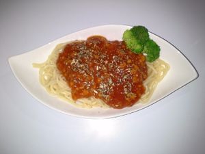 Spaghetti at Grassland Vegetarian Restaurant in Jakarta