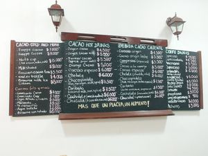 Menu at Cacao y Mas Cacao in Bogota