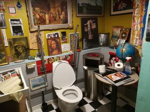 Even the toilet have style :) at Cafe Jesusbaren in Malmo