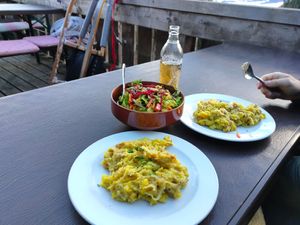 Vegane Käsespätzle at Huendeleskopfhuette in Pfronten-kappel