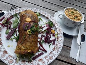 Hüttenwrap and Flädle soup at Huendeleskopfhuette in Pfronten-kappel