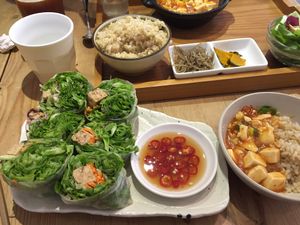 Tempeh lettuce summer rolls - ok but too much lettuce for me and pieces to large to fit in mouth...! at Flourish 元禾食堂 - Yuán Hé ShíTáng in Taipei