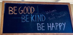 Love their sign on the deck.  at Priest Station Cafe in Big Oak Flat