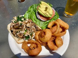 Delicious Vegan Supreme Beyond Burger.   at Priest Station Cafe in Big Oak Flat
