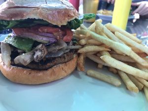 Vegan Burger at Priest Station Cafe in Big Oak Flat
