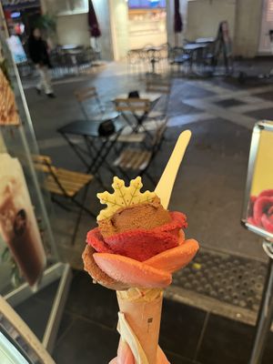 Lovely ice cream (had to take off the chocolate star)  at Amorino in Valletta