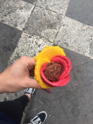Vegan Chocolate, Mango and Raspberry Ice cream  at Amorino in Valletta