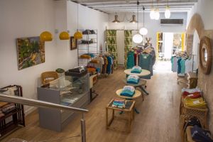 Estepajoana is a new sustainable fashion shop in Palma de Mallorca, for men and women. All our clothes and shoes are Fair Trade, Ecofriendly and Free Cruelty. We have brands like Skunkfunk(women fashion),Natural World (made in Spain shoes),Les Volutes de Laura (handmade handbags with vegan leather, linen,cotton),Pappuv (recycled wood sunglasses),Santo Fruto (ecofriendly clothing), Ursmybike (urban cyclists) and necklaces an ear rings from the Vicente Ferrer Foundation, Fair Trade and handmade in India. at Estepajoana in Mallorca