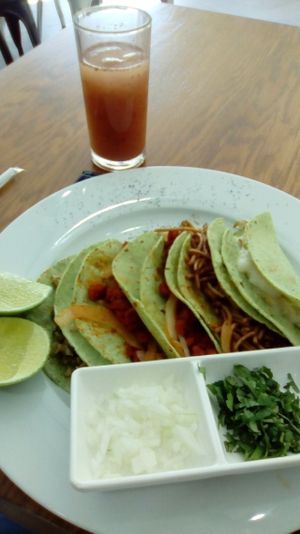 Menu del Dia tacos at Reforma Market in Veracruz