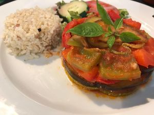 Ratatouille vegano orgánico at Reforma Market in Veracruz