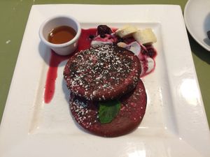 Pink pancakes at Cafe Temple in Galway