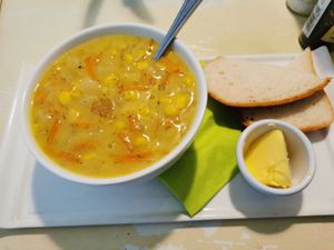 Sweetcorn Chowder, Soup of the Day but a delicious meal in itself! at Cafe Temple in Galway