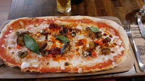 Aubergine parmigiana pizza at Zizzi in Newcastle Upon Tyne