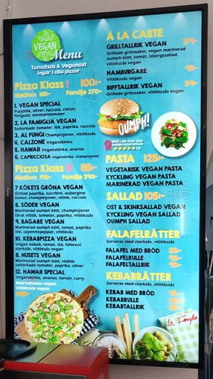 Vegan menu at La Famiglia in Gavle