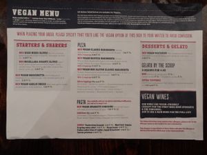 Vegan Menu. at Zizzi in Chislehurst
