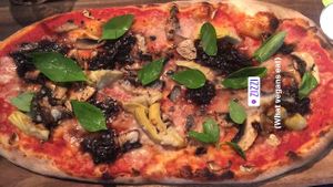 Vegan Pizza with Added Mushrooms and Balsamic onions at Zizzi in Bishops Stortford